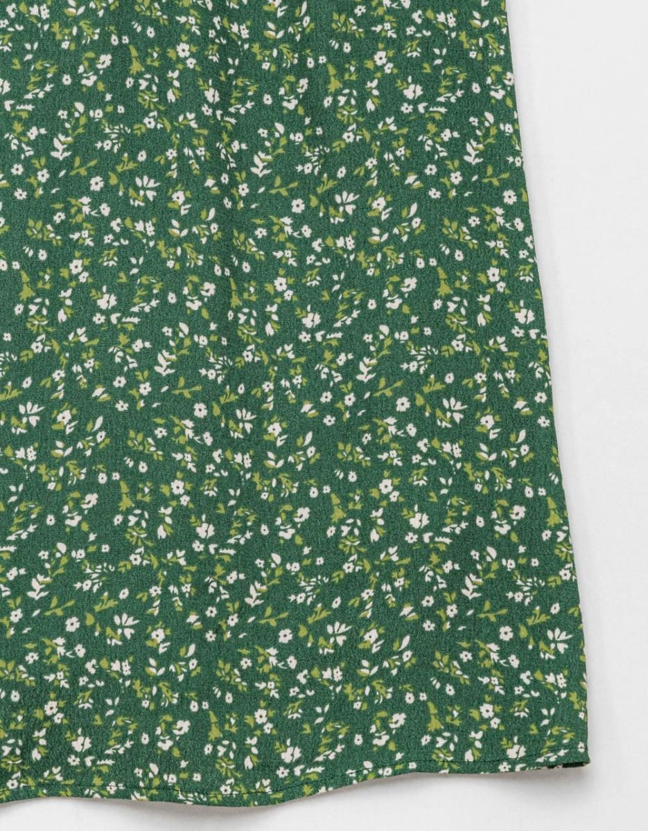 Button Floral Dress in Lime_3