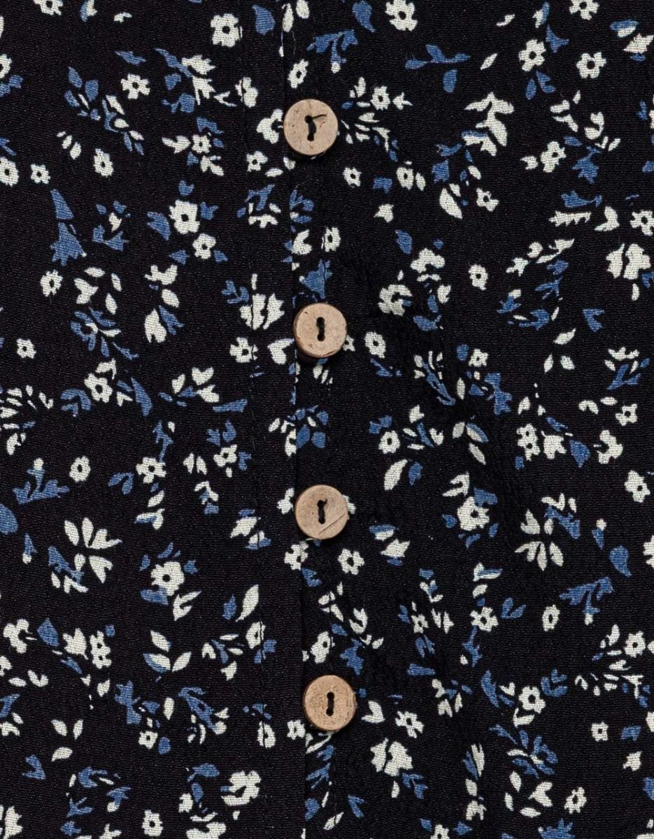 Button Floral Dress Navy_3