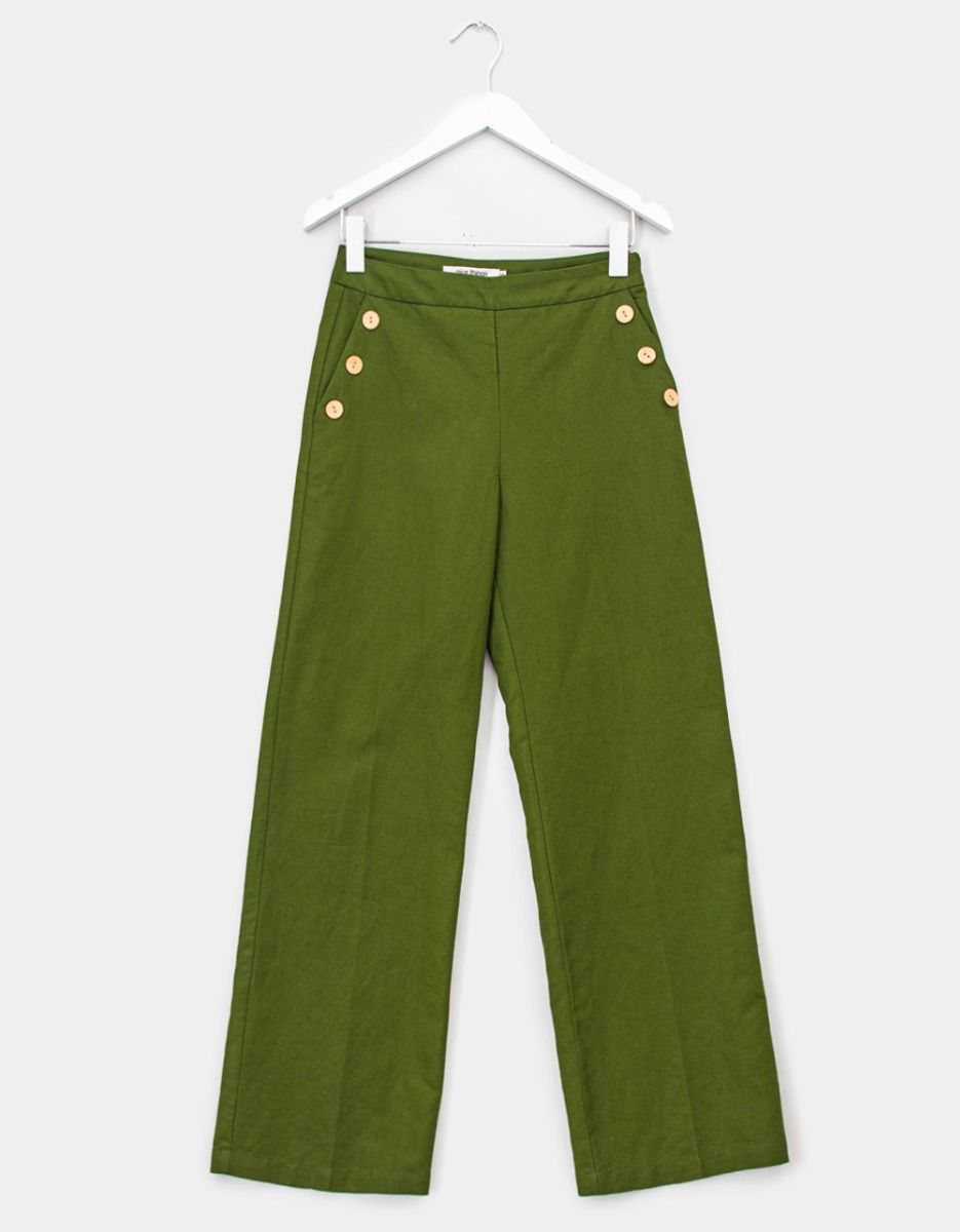 Buttoned Linen Cotton Pants_0