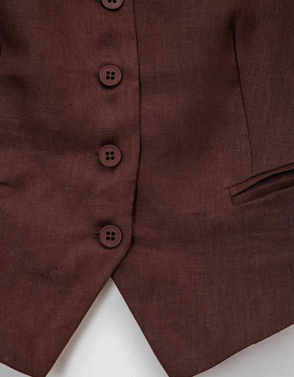 Buttoned Up Vest in Dark Brown_6