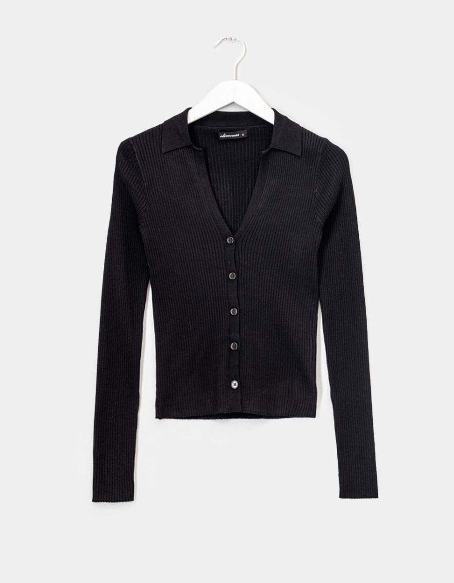 Cal Button Knit in Black_0