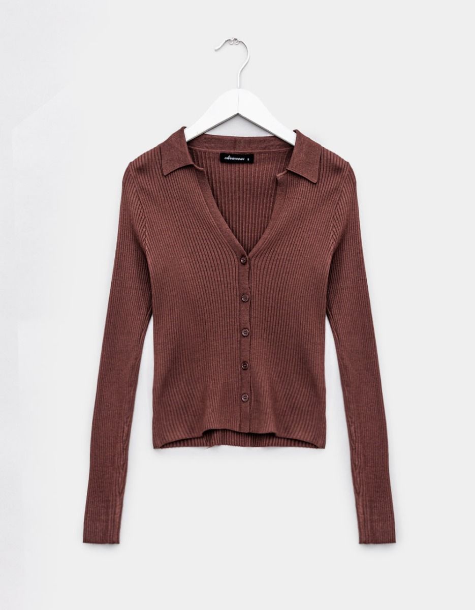 Cal Button Knit in Brown_0