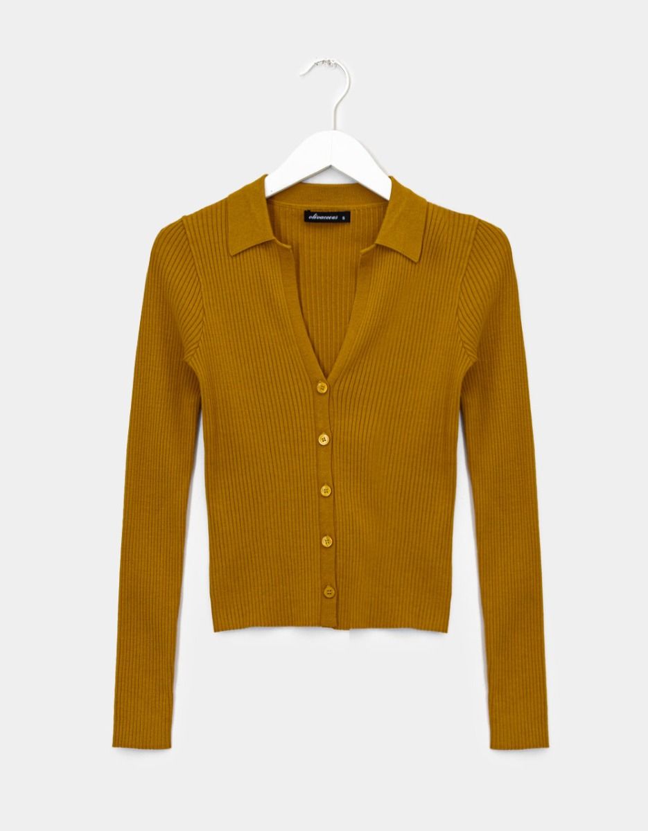 Cal Button Knit in Mustard_0