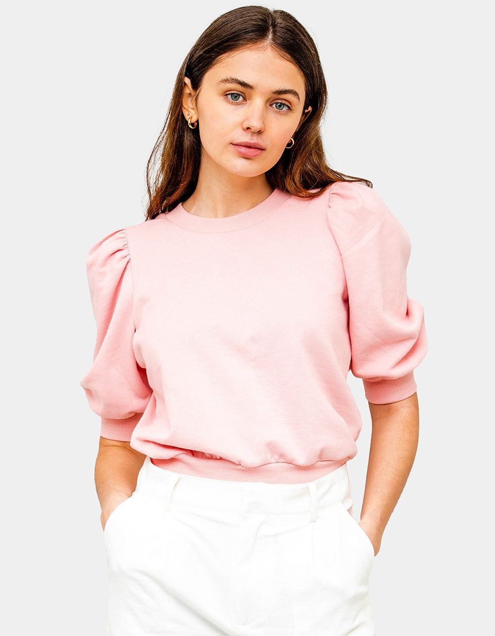 Candice Puff Sleeve Tee in Rosewater_1
