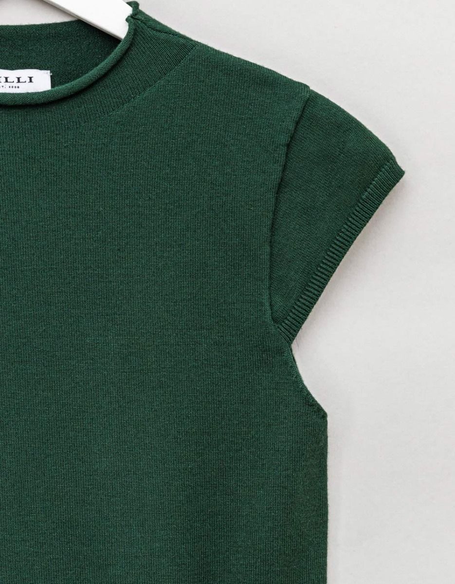 Cap Sleeve Knit Tee in Hunter_2