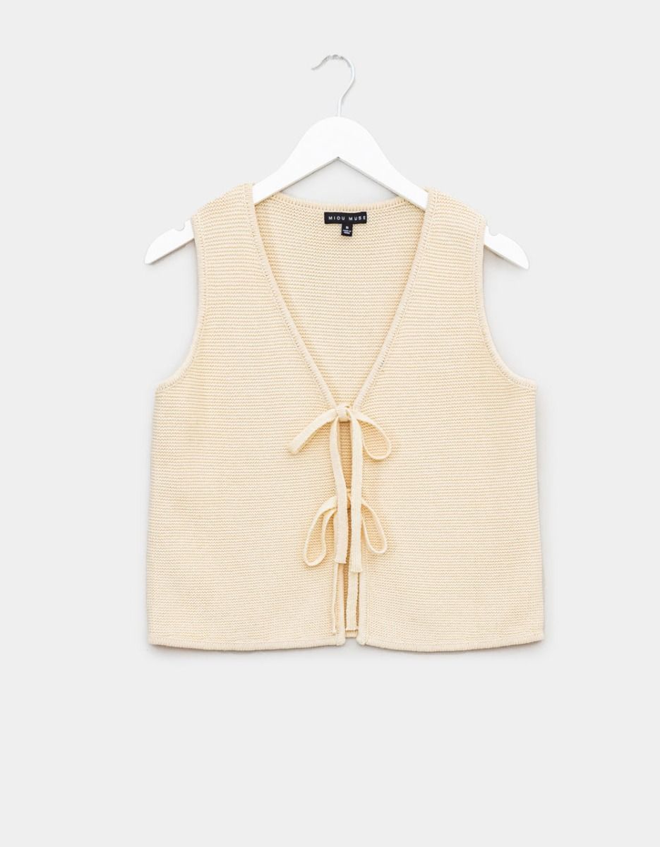 Cara Tie Vest in Cream_0