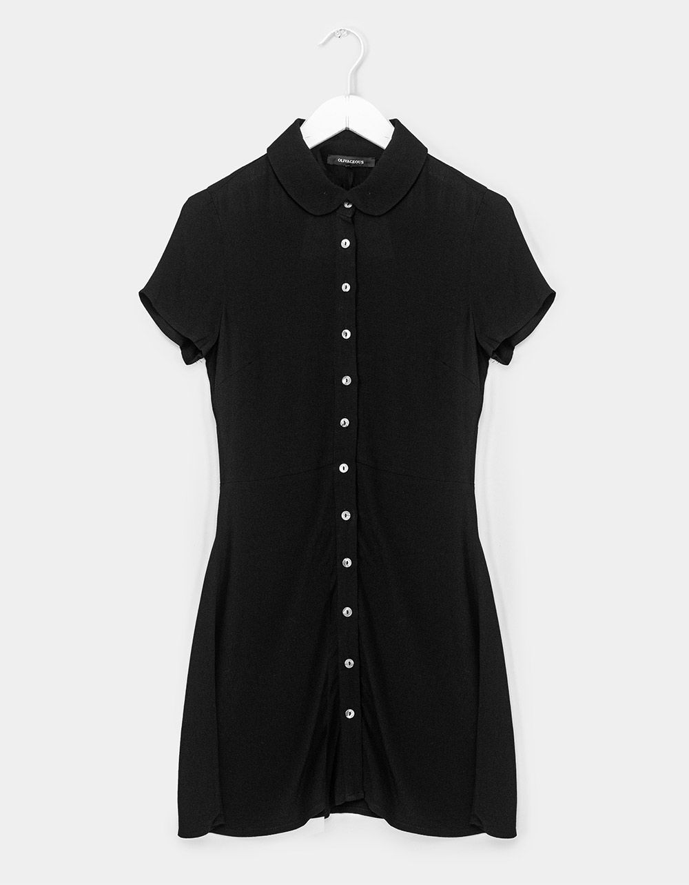 Carlee Mini Shirtdress in Black_0