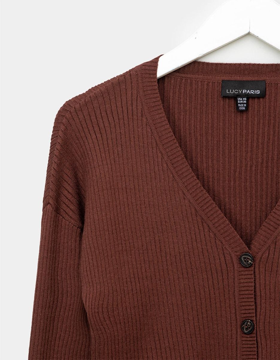 Carter Knit Cardigan in Brown_3