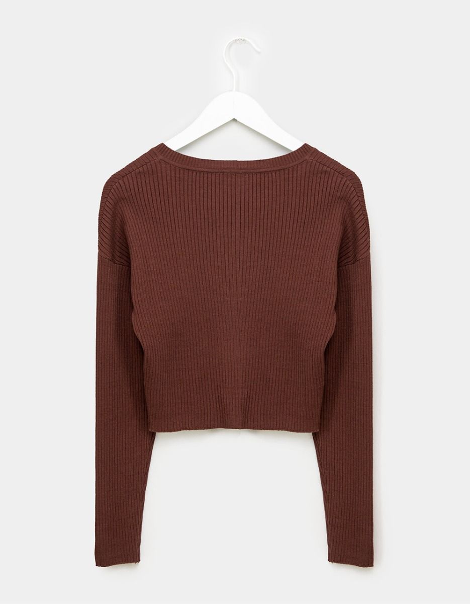 Carter Knit Cardigan in Brown_5