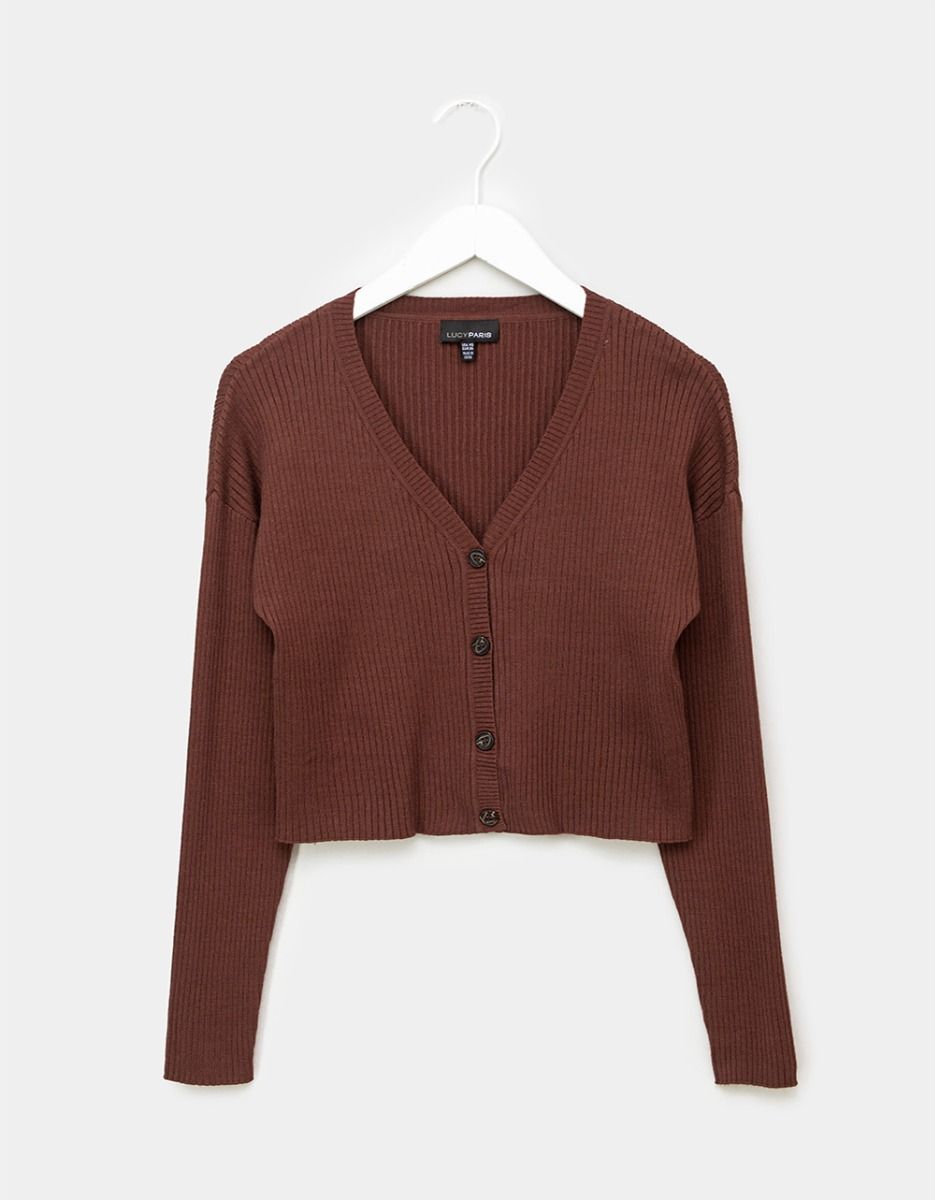 Carter Knit Cardigan in Brown_0