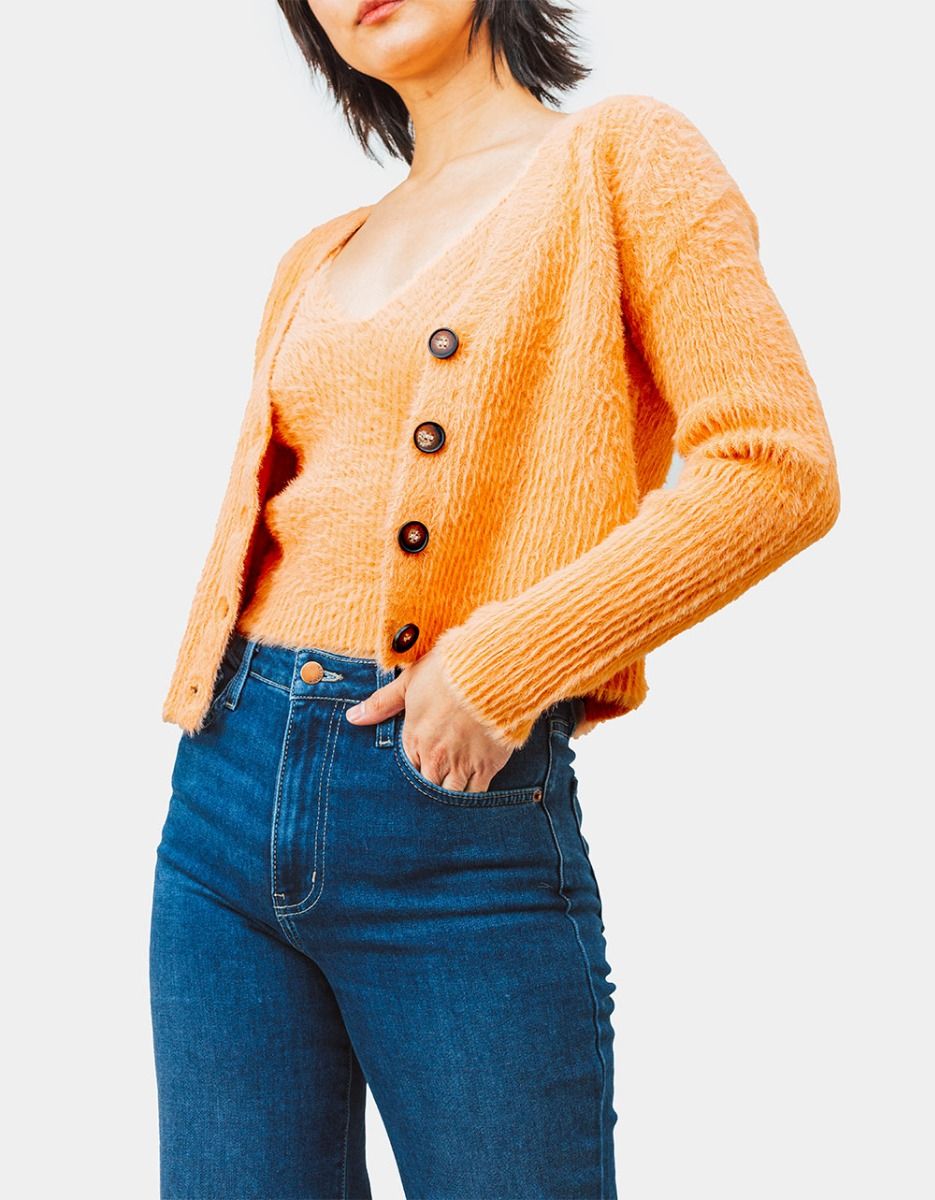 Celeste Fuzzy Cardi in Apricot_1