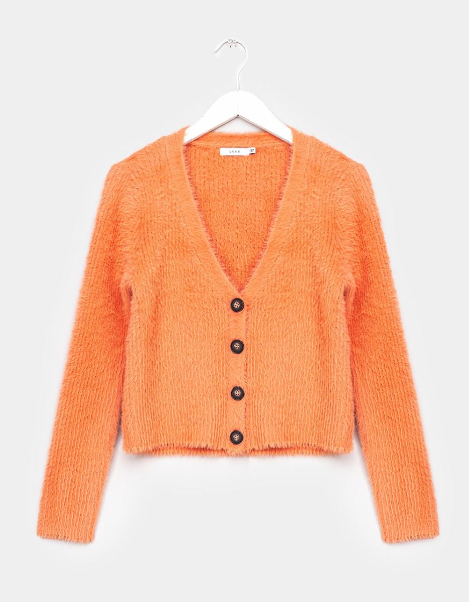 Celeste Fuzzy Cardi in Apricot_0