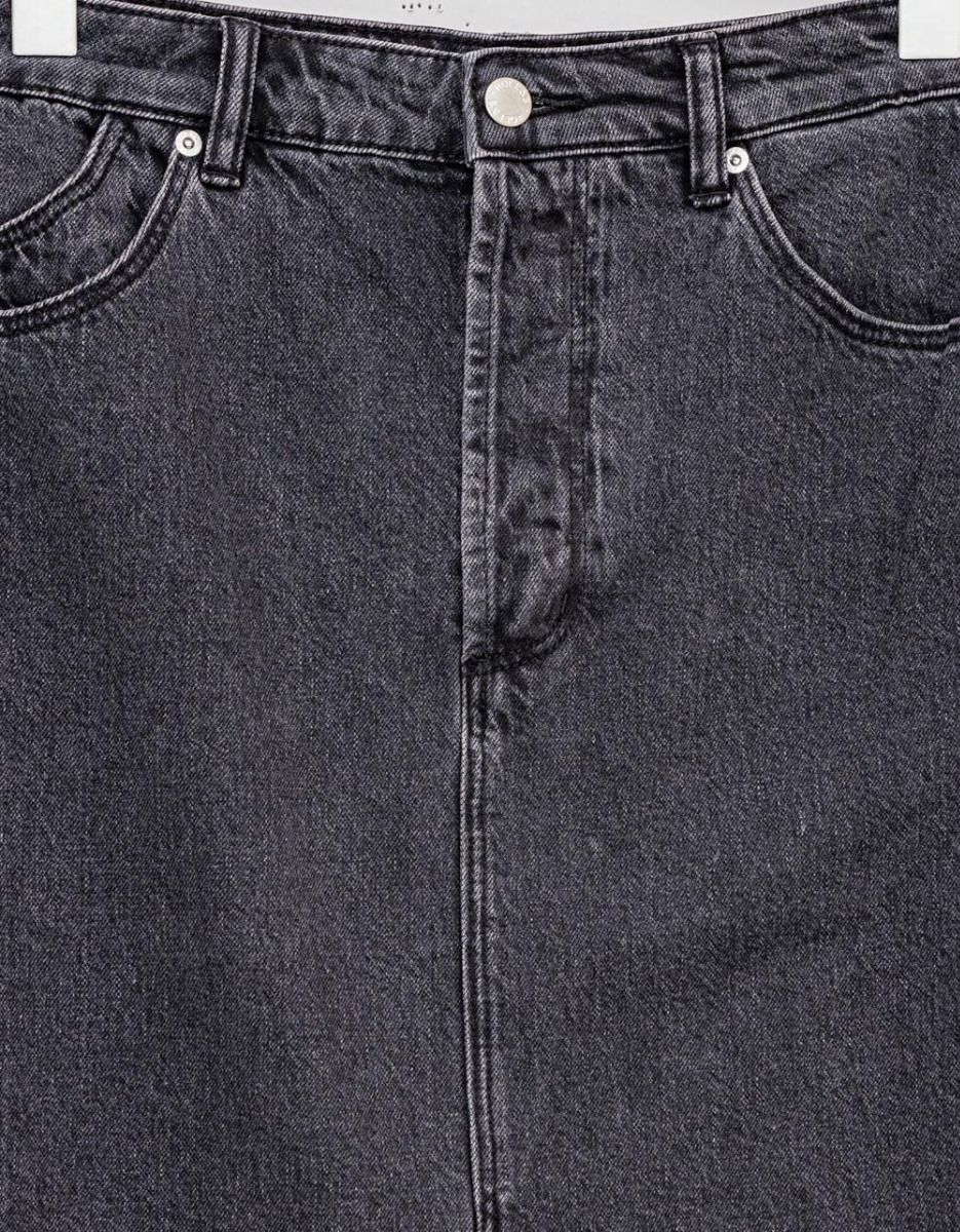 Chicago Denim Skirt in Ash Black_4