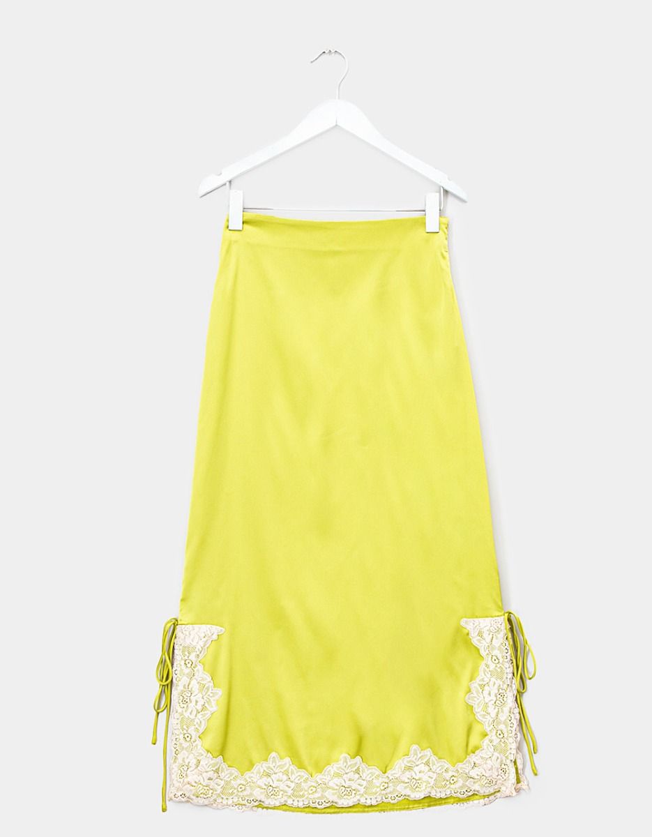 Citron Lace Trim Skirt_0