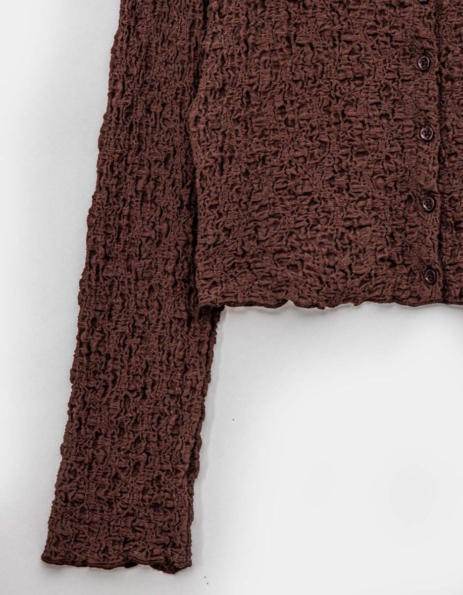 Clair Crinkle Cardi in Brown_1