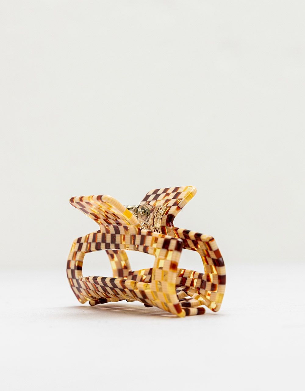Claw Clip in Multi Brown Check_2