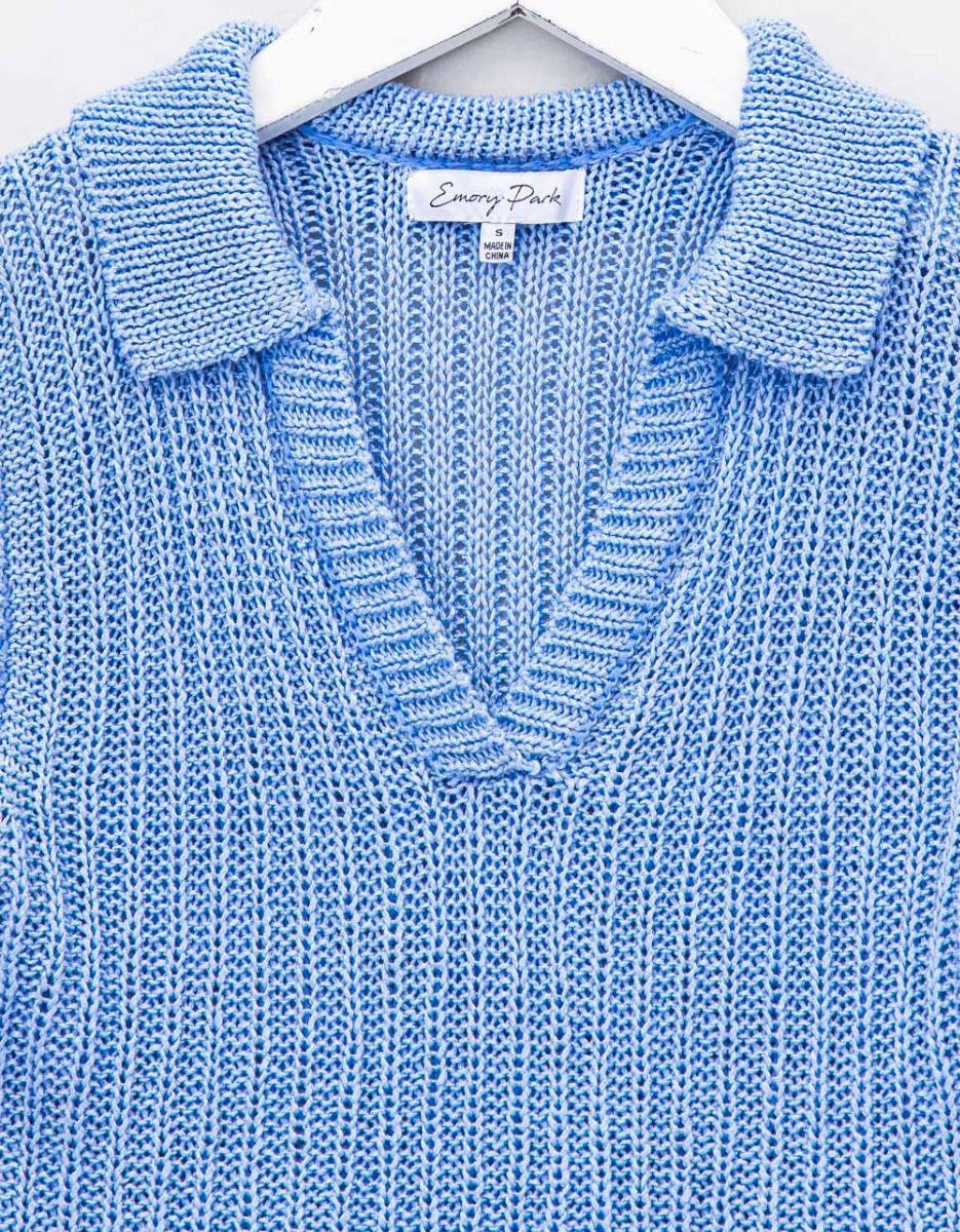 Cousin Collar Crop Knit in Blue_4