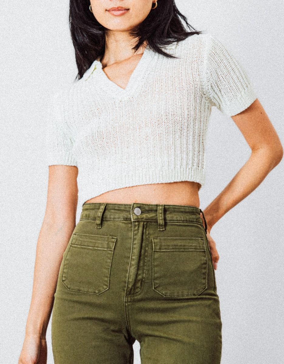 Cousin Collar Crop Knit in Ivory_2