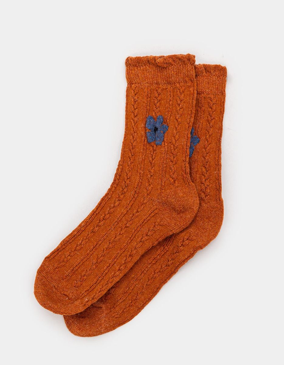 Craft Flower Sock in Rust_0