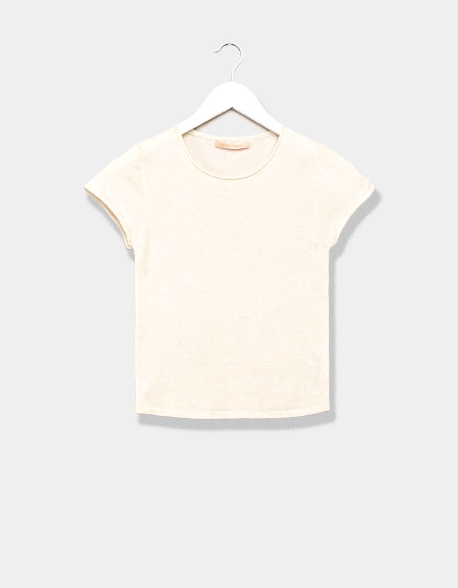 Cream Mia Knit Tee_0