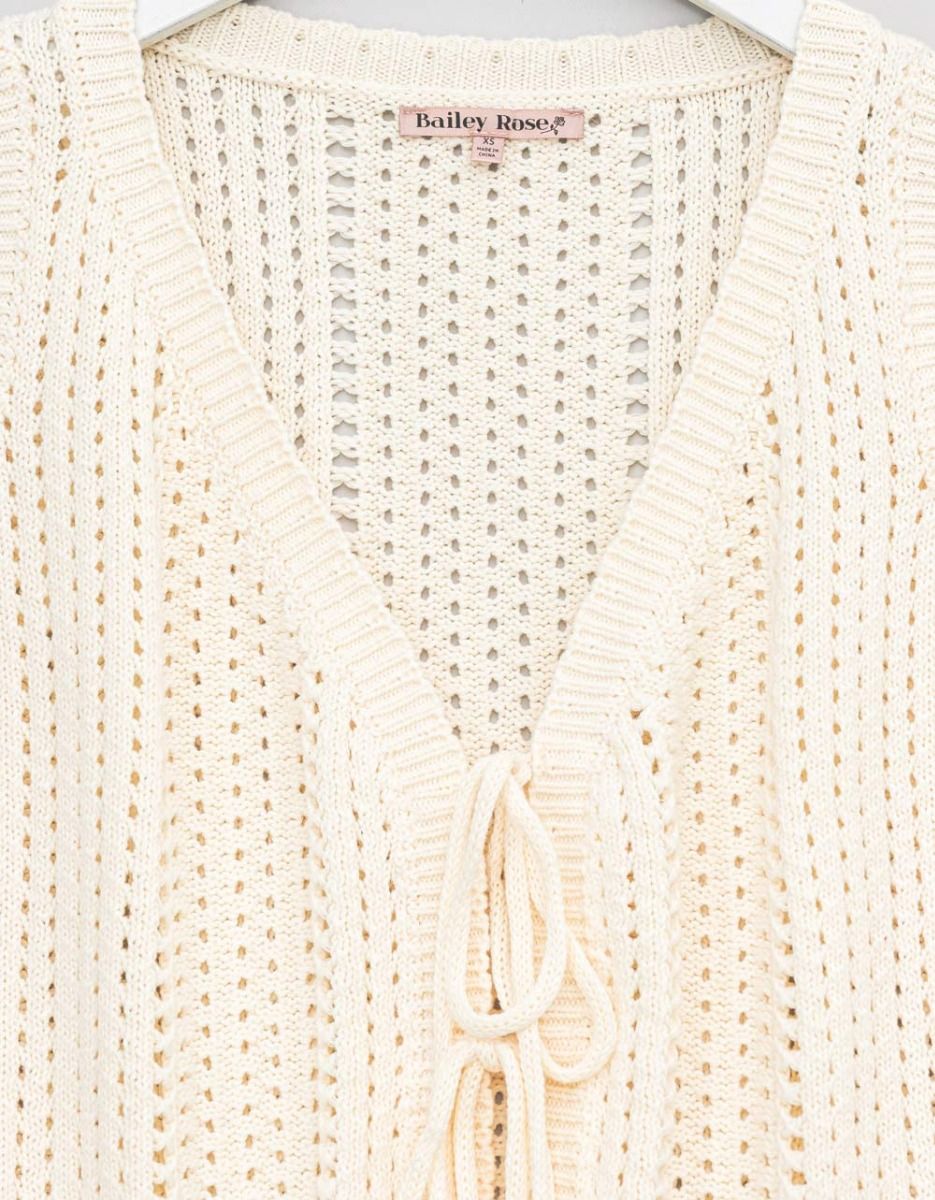Crochet Tie Vest in ivory_1