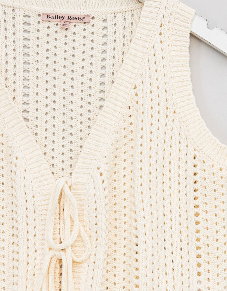 Crochet Tie Vest in ivory_2