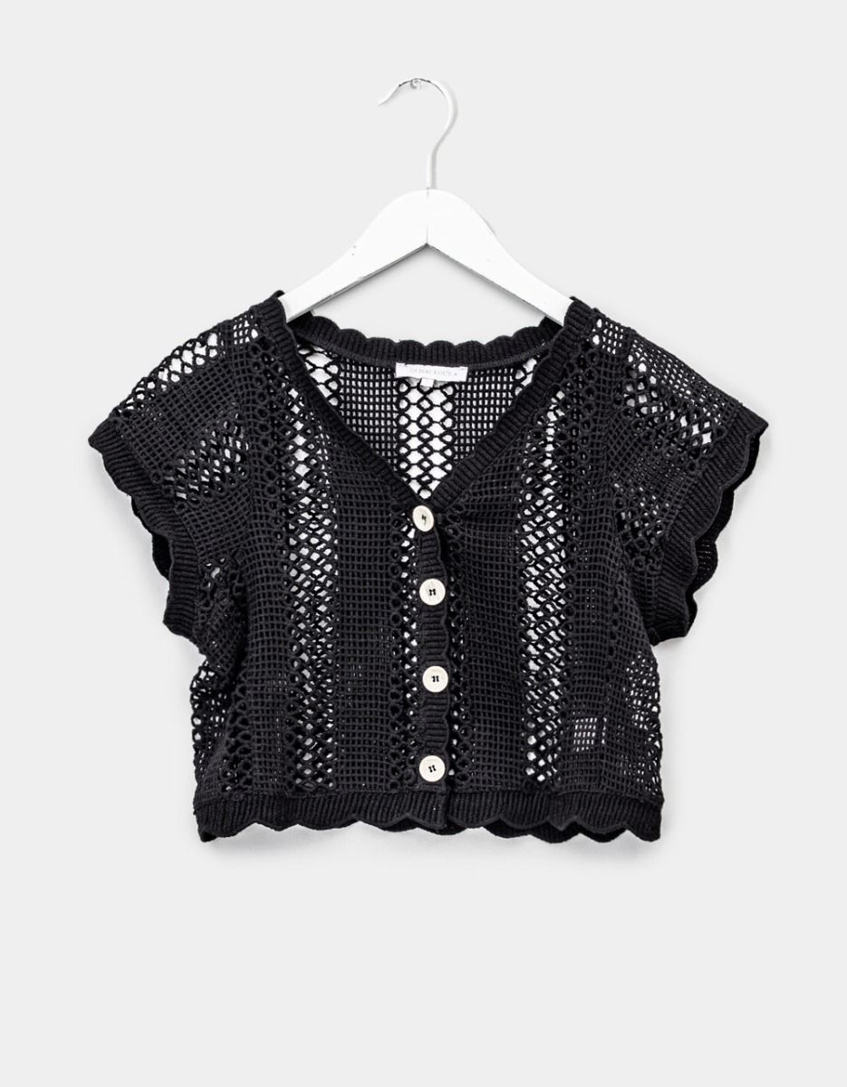 Crochet Vest in Black_0