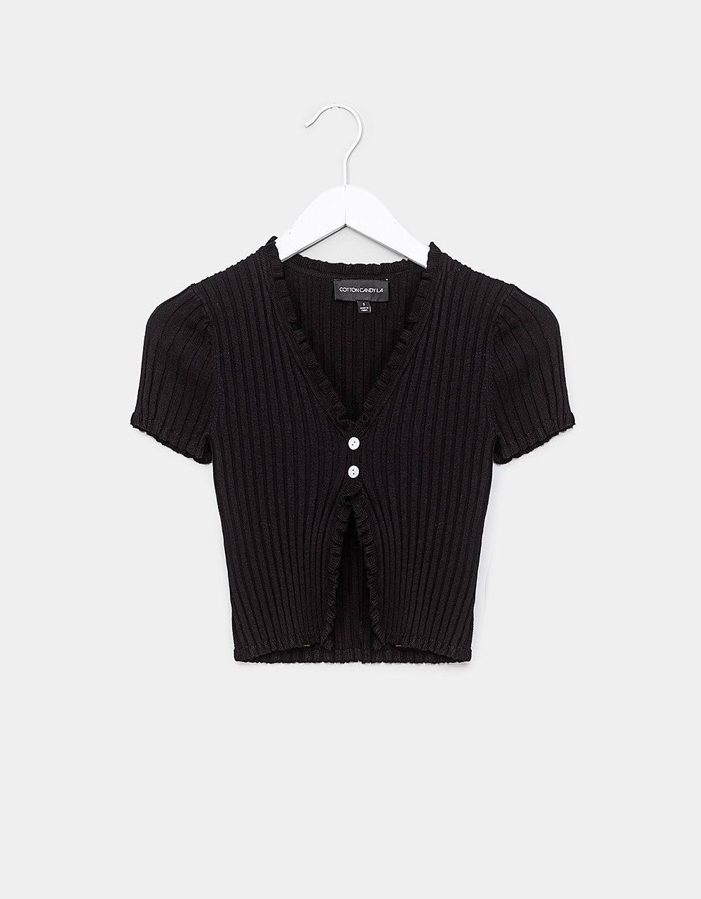 Deuce Button Top in Black_0