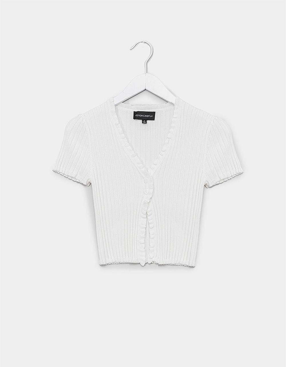 Deuce Button Top in White_0