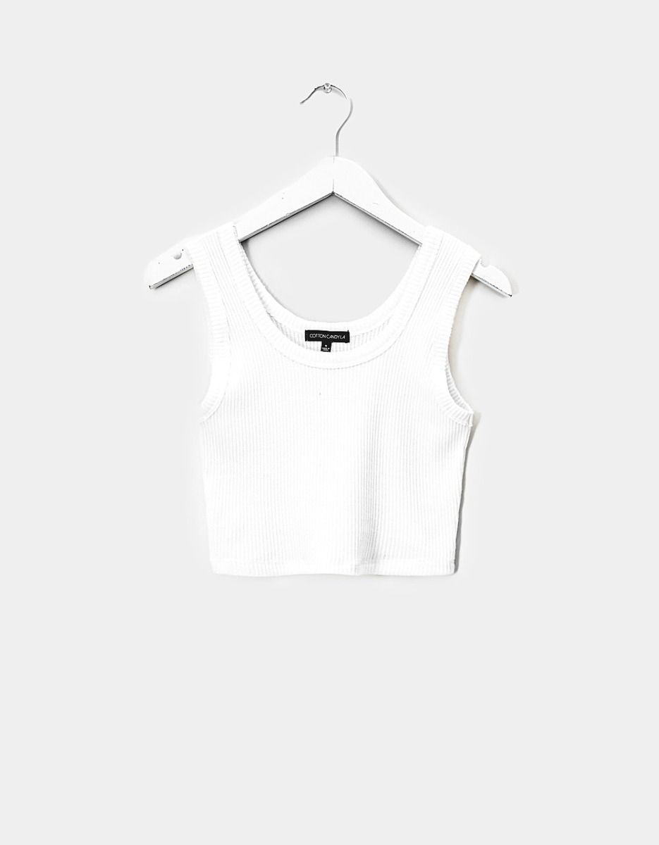 Duanna Ribbed Tank in Ivory_0