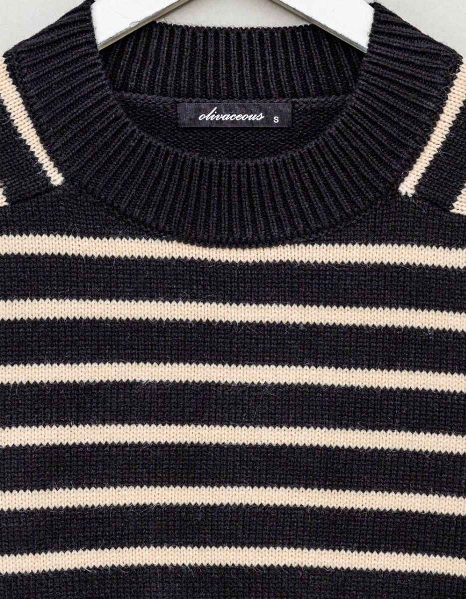 Everlong Stripe Sweater in Black_1