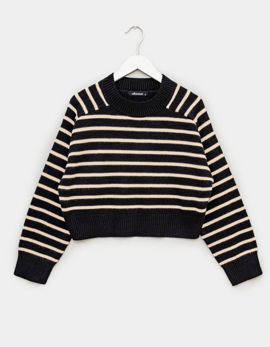 Everlong Stripe Sweater in Black_0