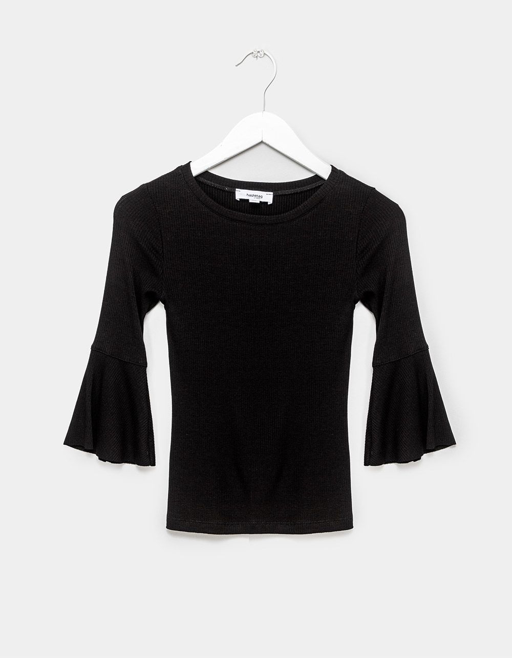 Faye Bell Sleeve Tee in Black_0