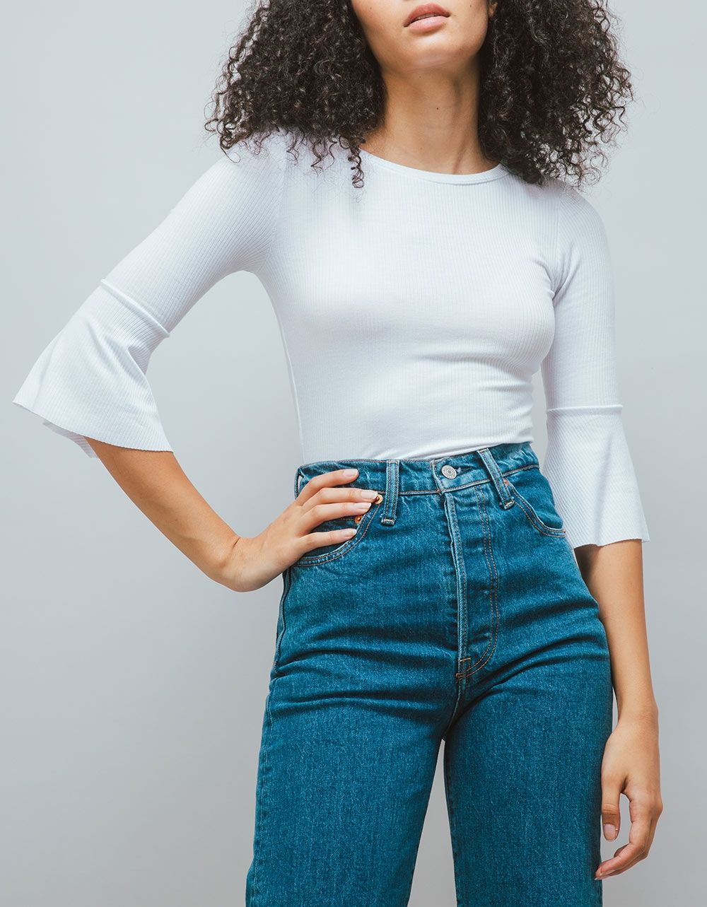 Faye Bell Sleeve Tee in White_4