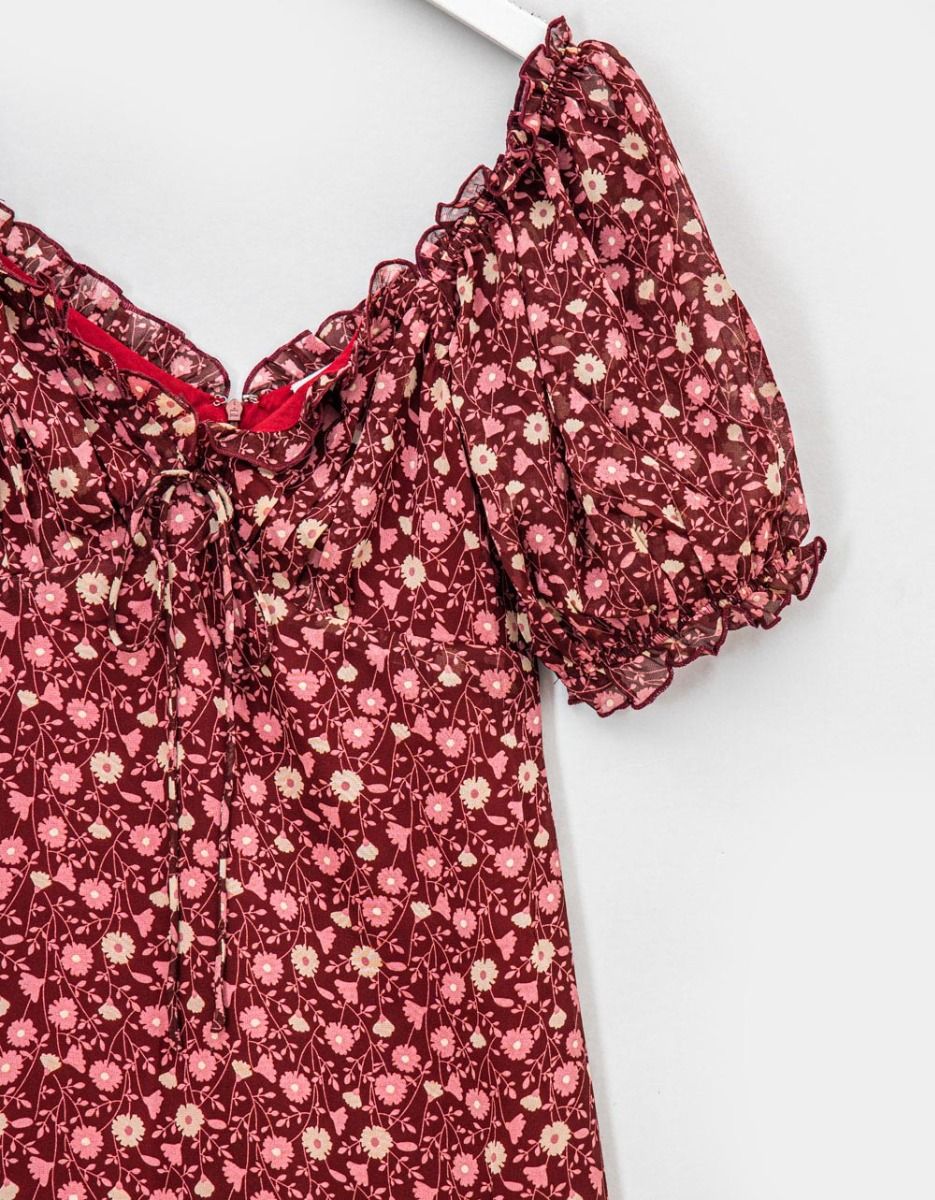 Floral Sweetheart Midi in Burgundy Multi_5