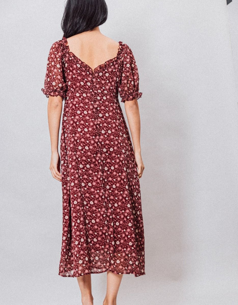Floral Sweetheart Midi in Burgundy Multi_4