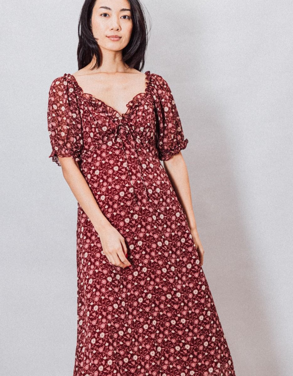 Floral Sweetheart Midi in Burgundy Multi_3