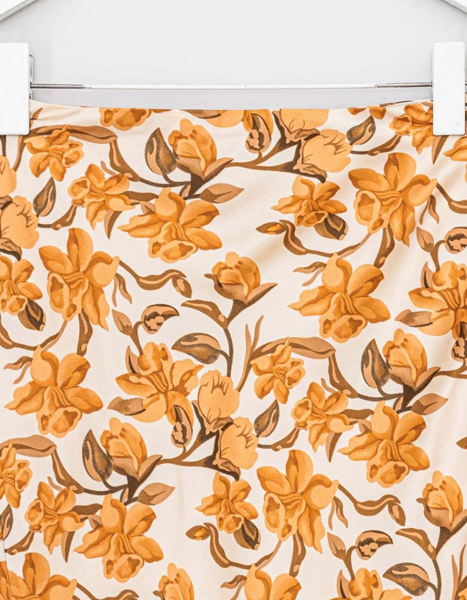 Floreale Satin Skirt in Beige_1