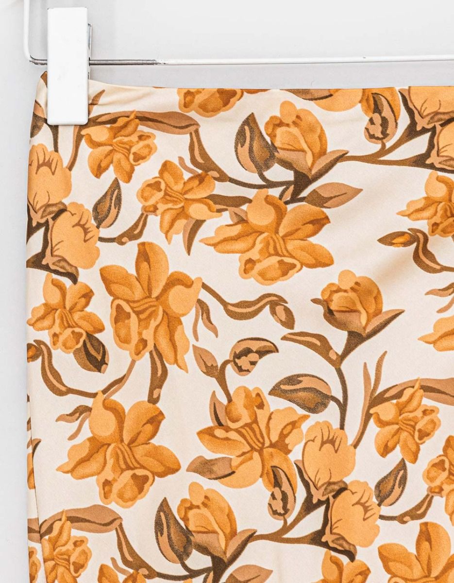 Floreale Satin Skirt in Beige_3