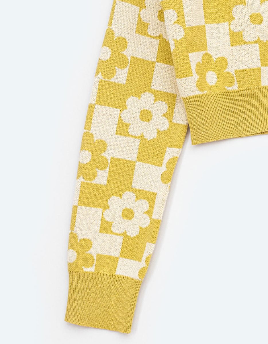 Flower & Check Crop Cardi_1