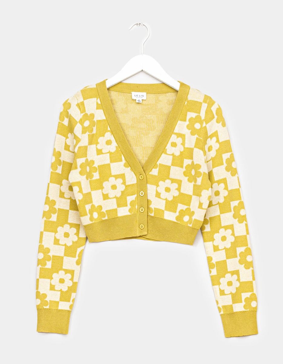 Flower & Check Crop Cardi_0