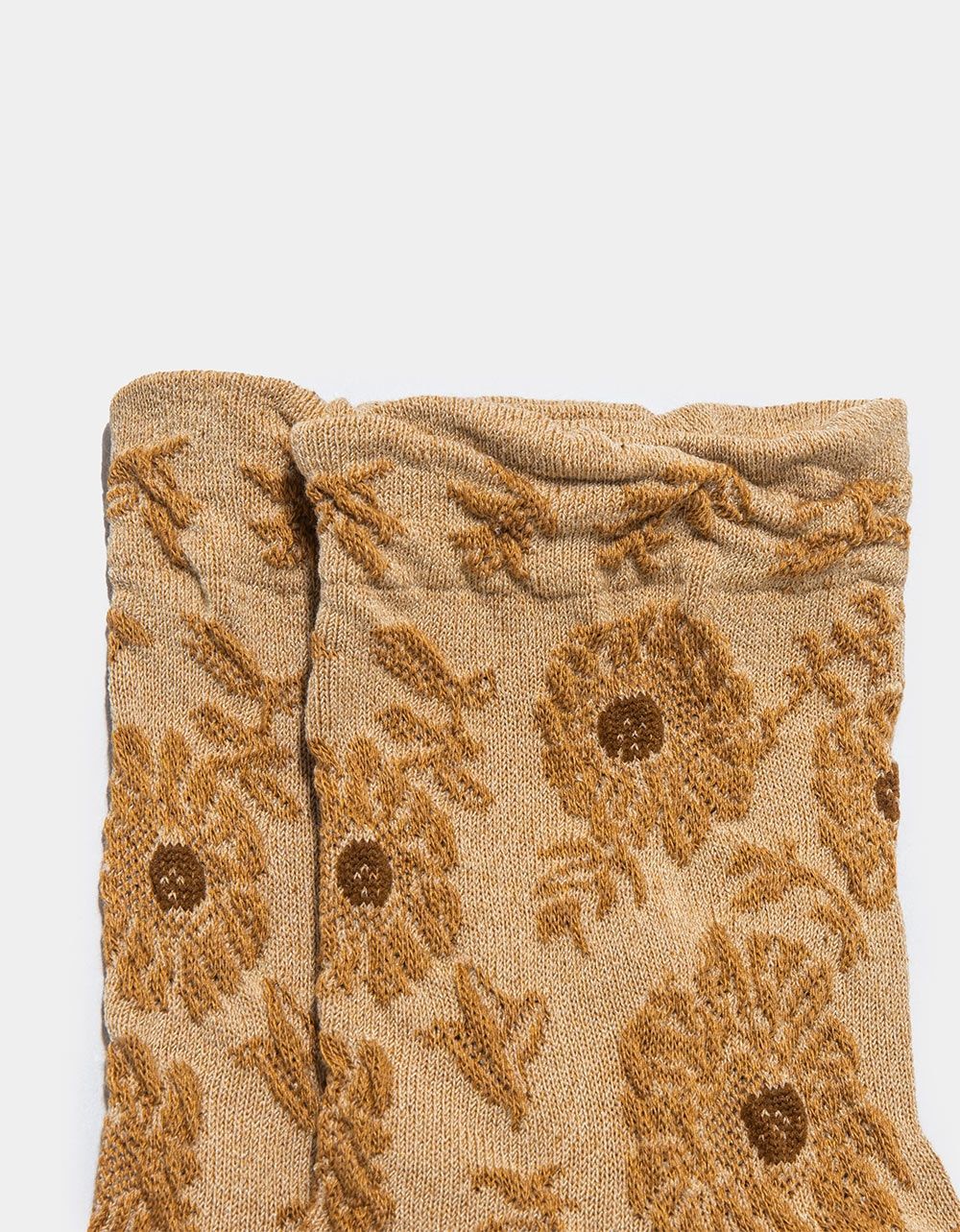 Flower Socks in Tan_2