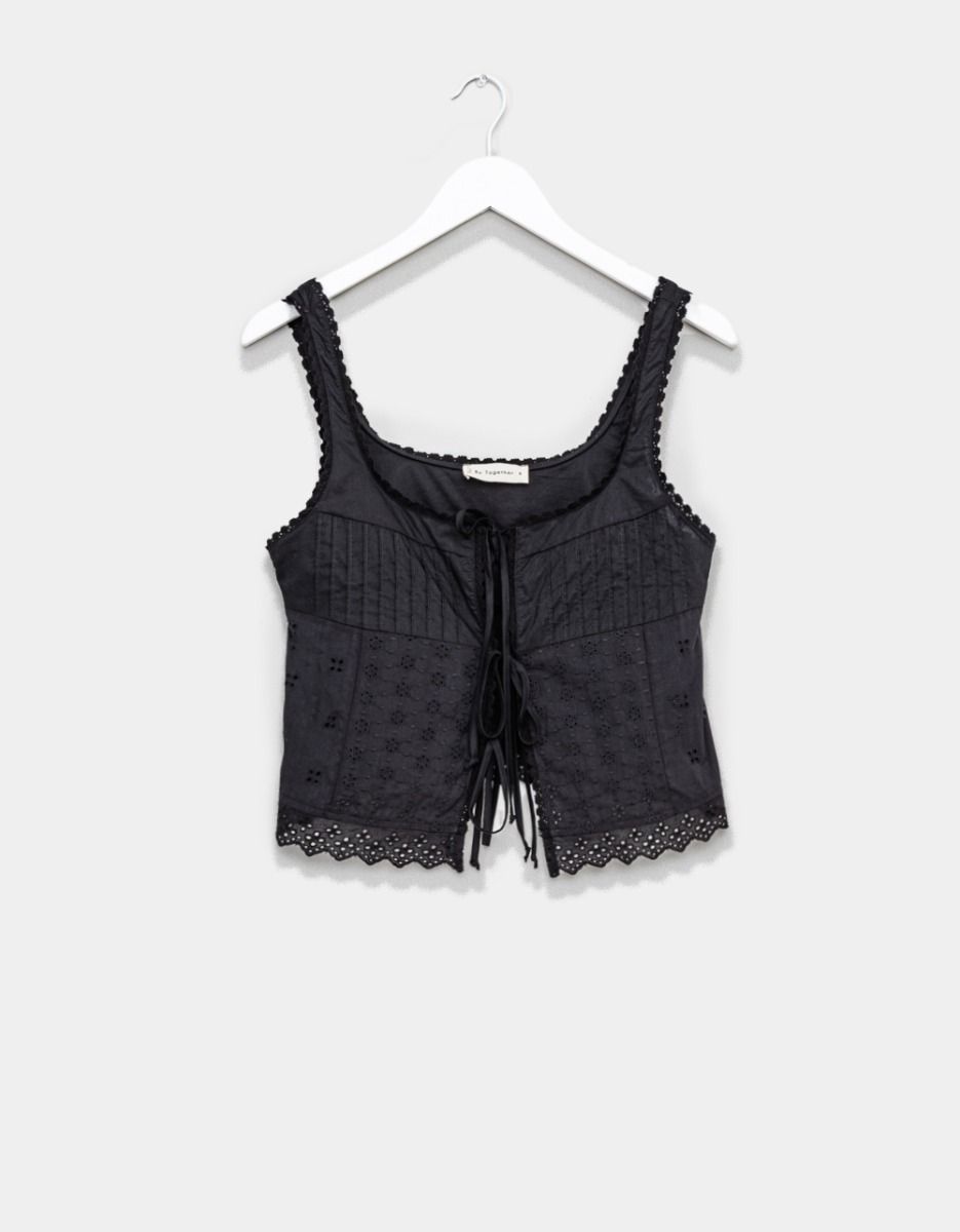 Freddie Eyelet Top in Black_0