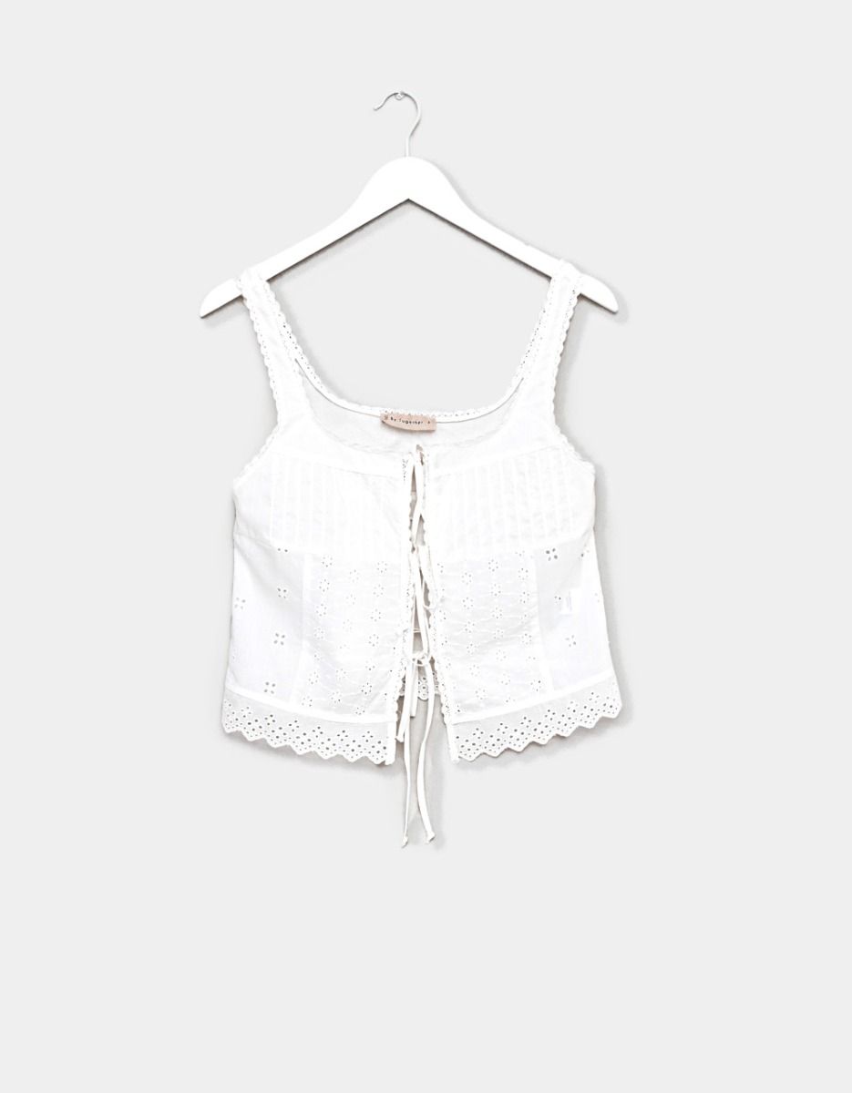 Freddie Eyelet Top in Ivory_0