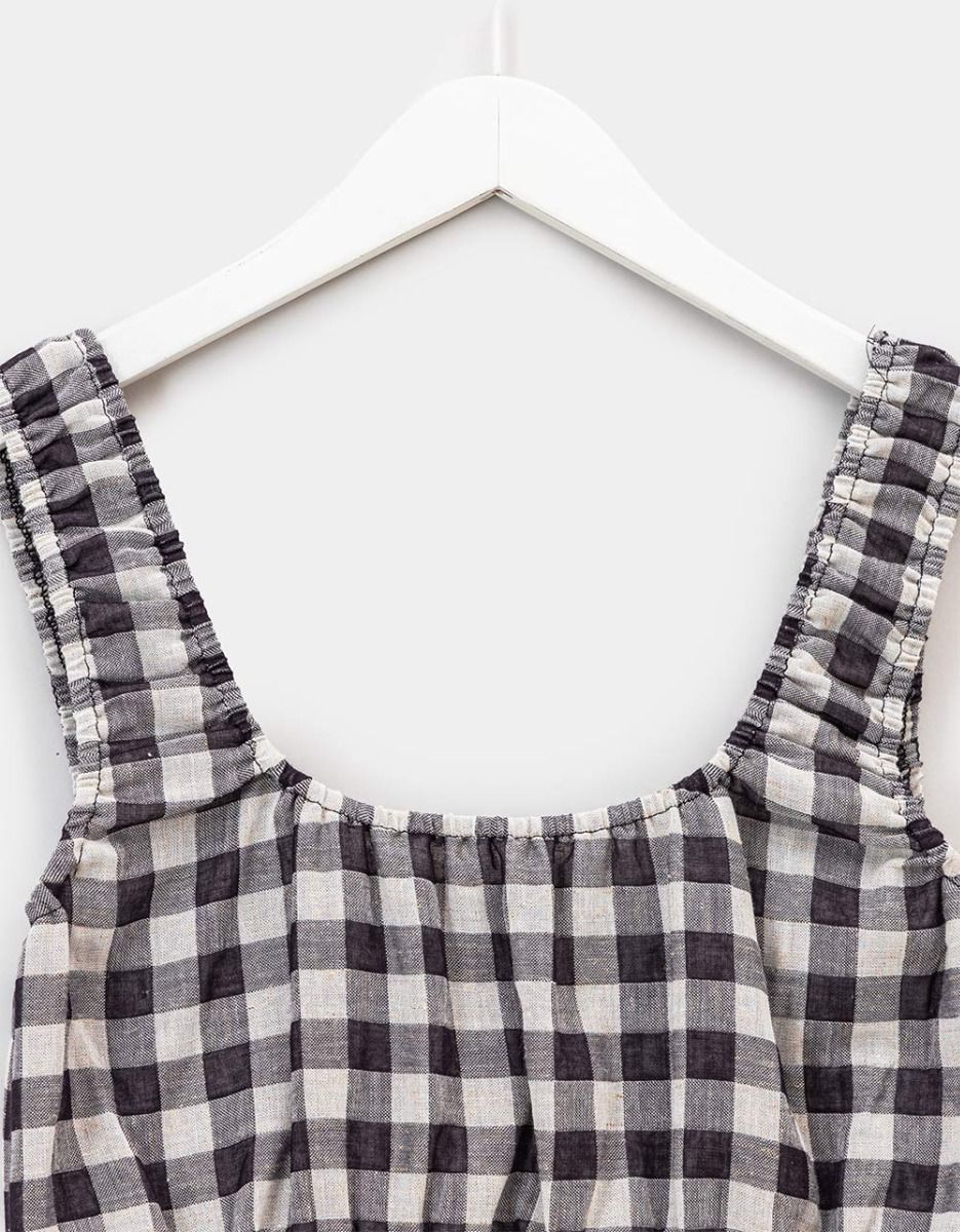 Gingham Crop Top in Black_1