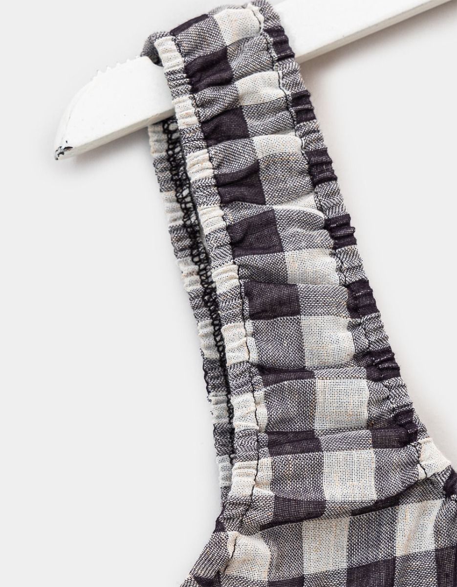 Gingham Crop Top in Black_2