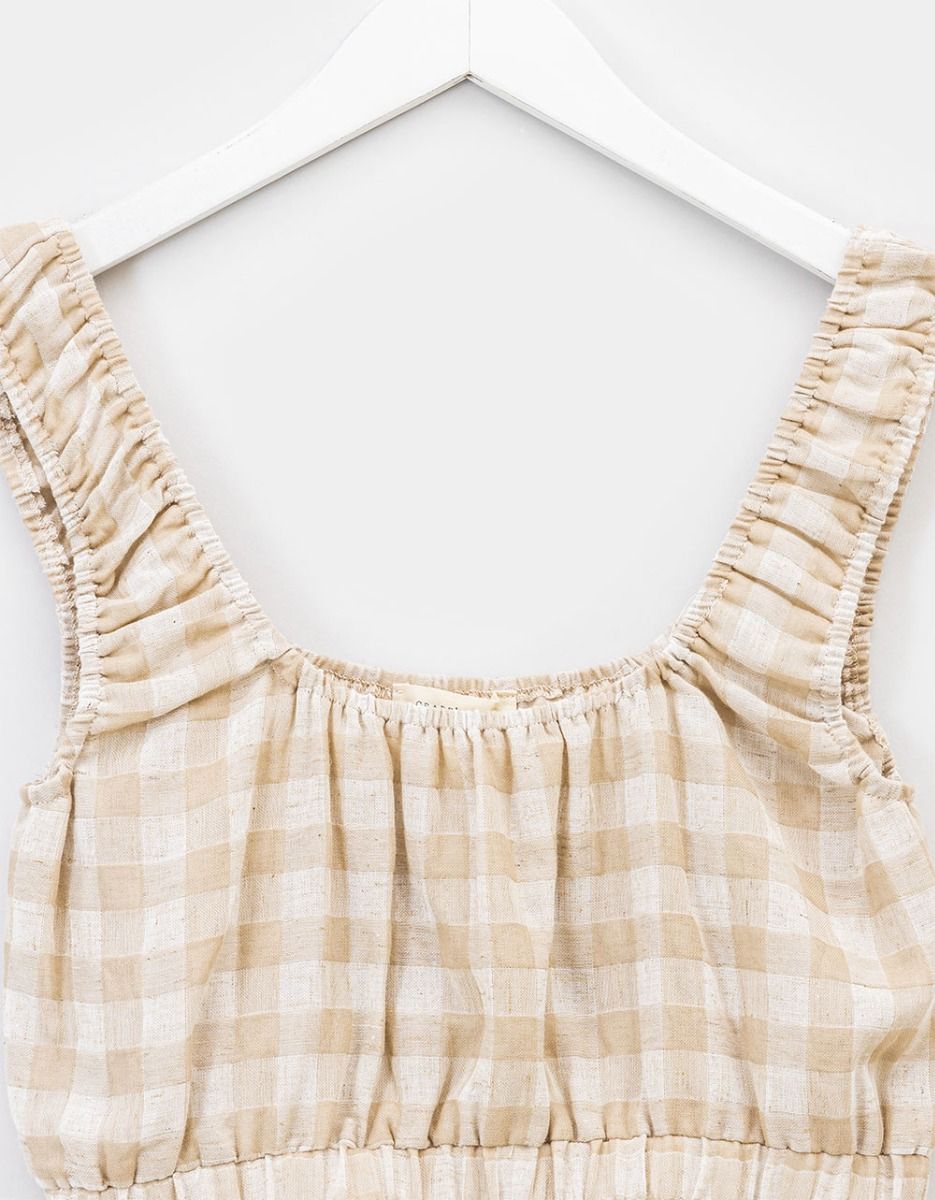 Gingham Crop Top in Natural_3