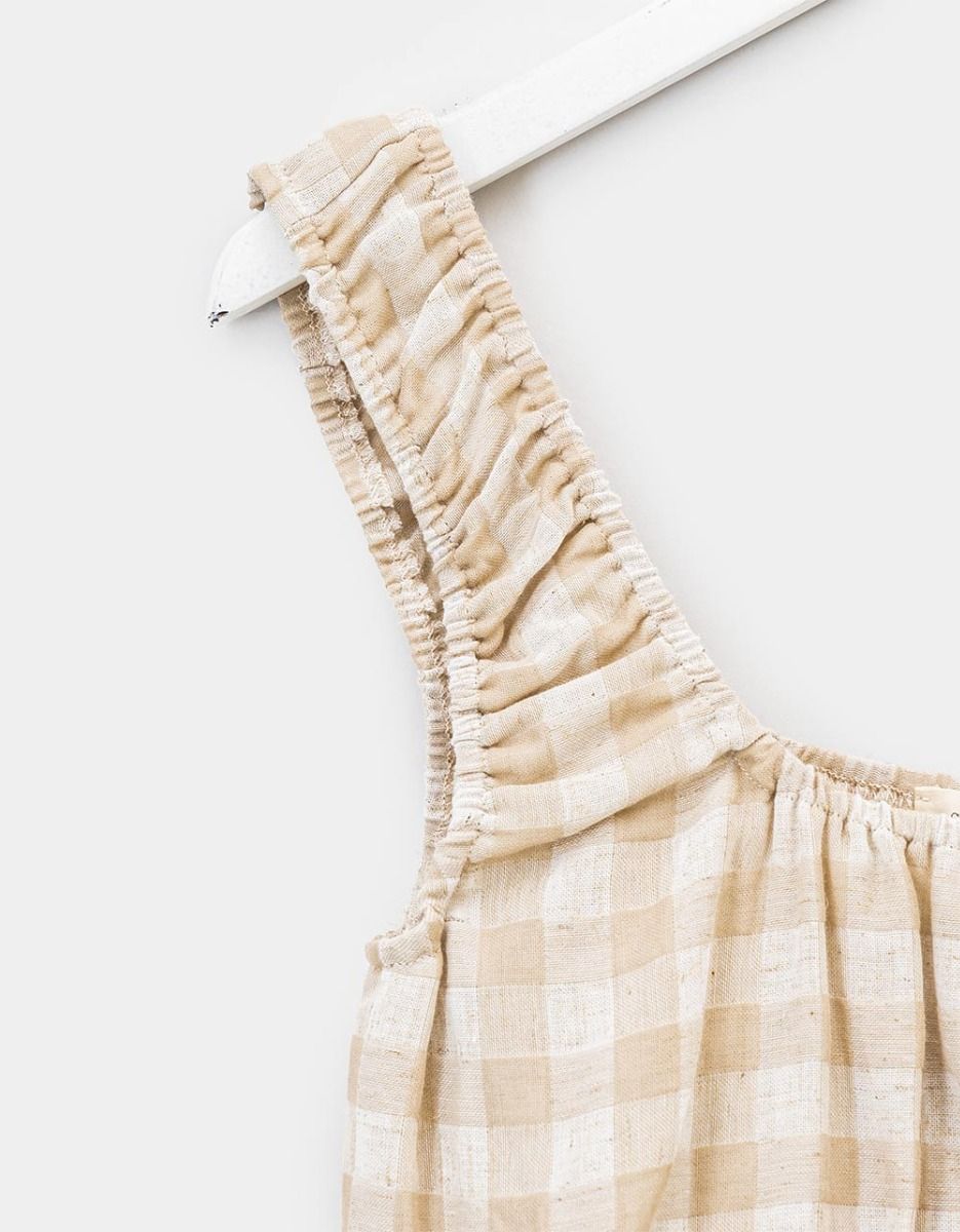 Gingham Crop Top in Natural_1