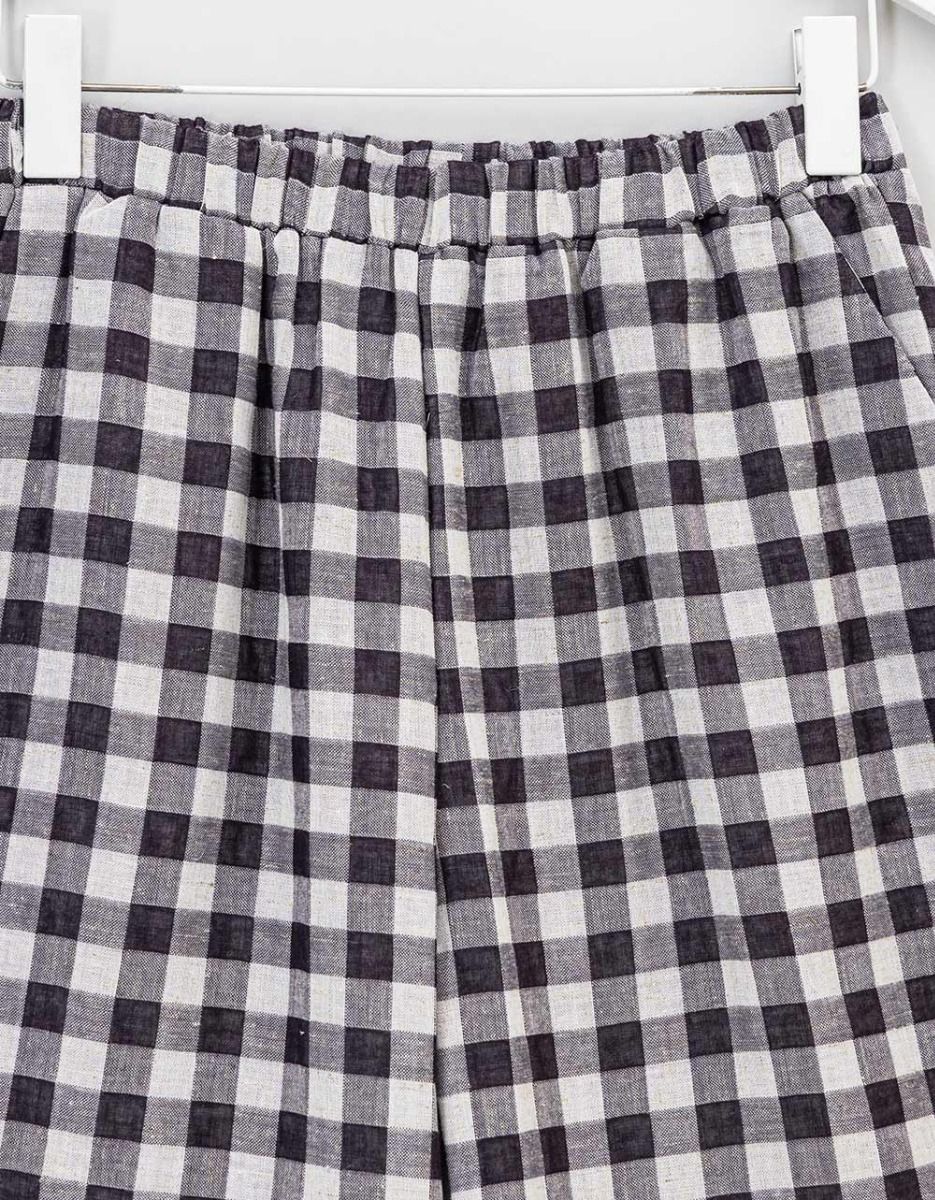 Gingham Lantern Pants in Black_2