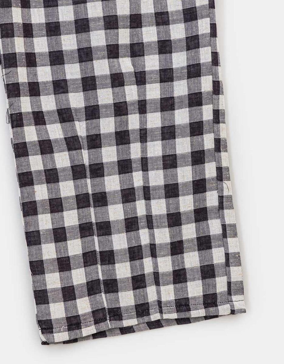 Gingham Lantern Pants in Black_1